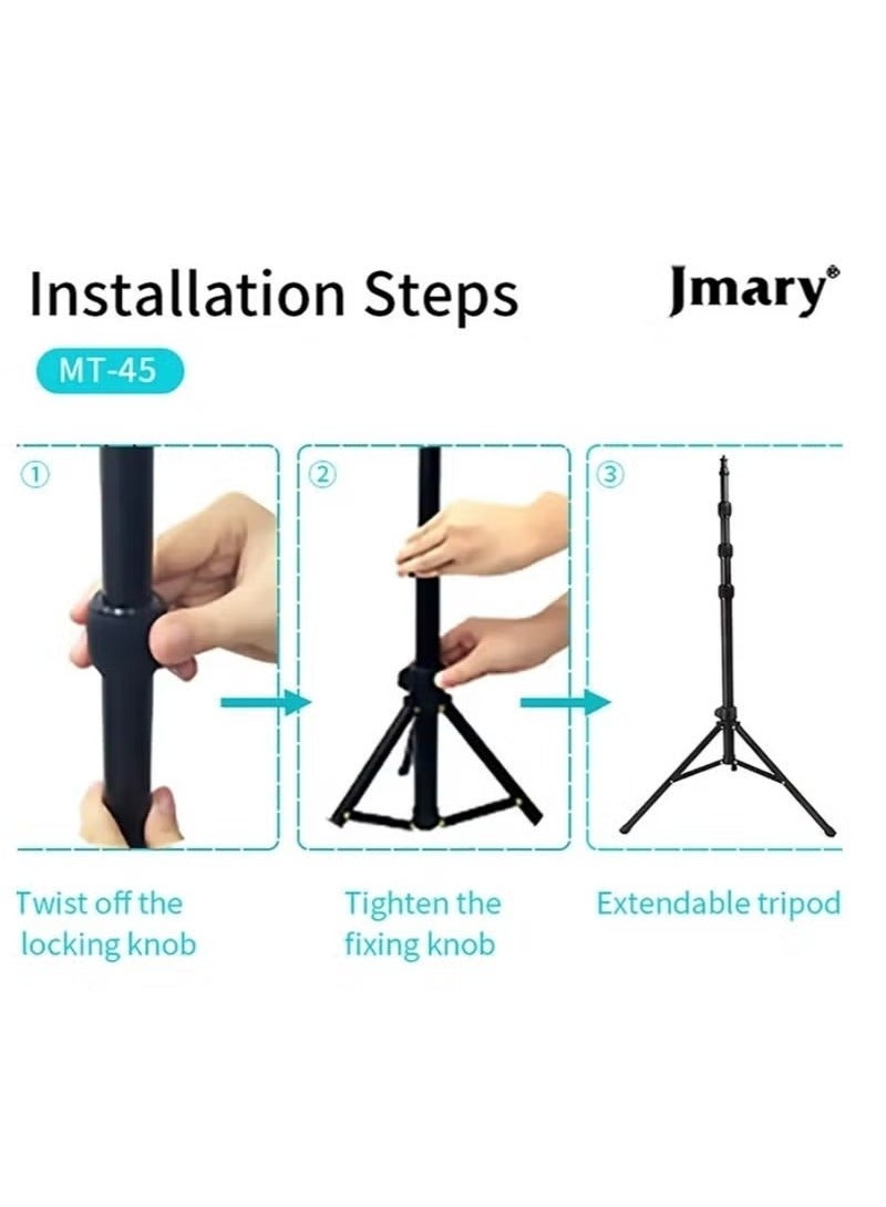 JMARY MT-45 Cell Phone Clip Camera Mount Holder Telescopic Selfie Stick Outdoor Tripod Stand - Image 4